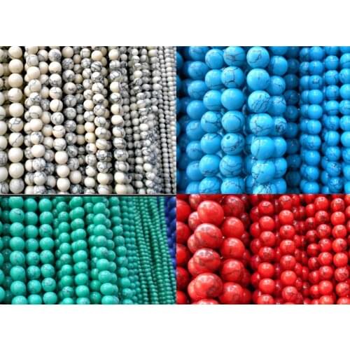 Wholesale8MM Natural Synthesis White and Green Howlite Stone Beads For Bracelet Necklace DIY Jewelry Making