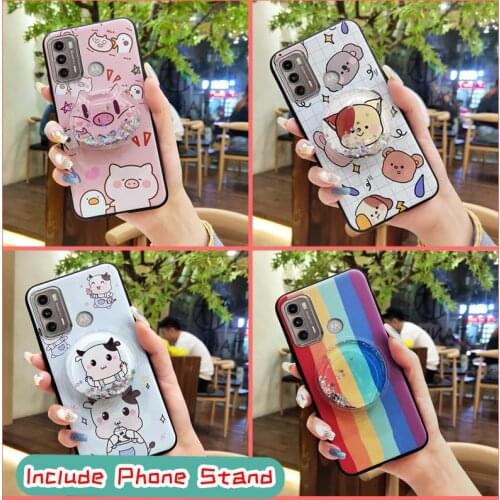 Original phone stand holder Phone Case For MOTO G60/G40 Fusion foothold Silicone Cute Cartoon