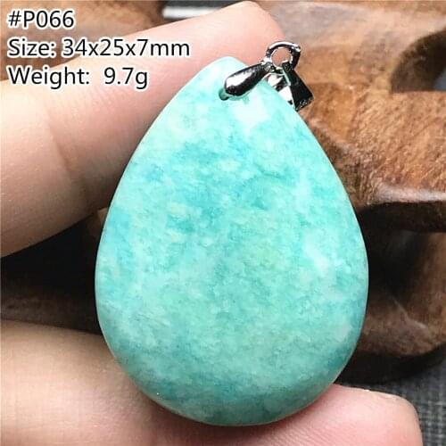 Necklace Pendant Natural Amazonite For Woman Man Crystal Gift Silver 34x25x7mm Beads Mozambique Stone Gemstone Jewelry AAAAA