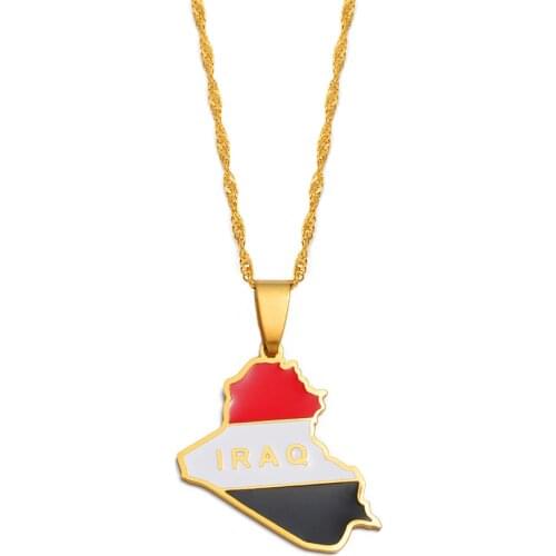 Anniyo Republic Of Iraq Map Pendant Necklaces Jewelry Map Of Iraq Chain Necklace #252421