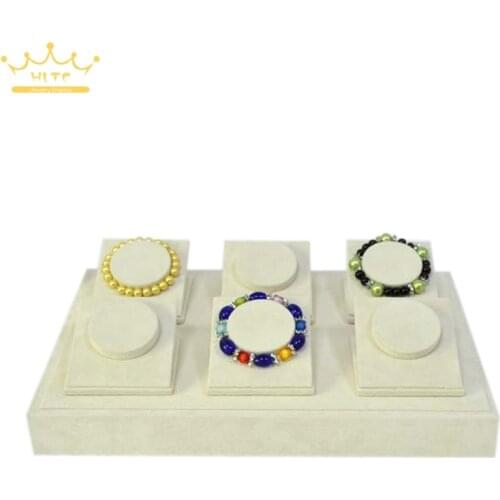 Jewelry Display Bracelet Stents Bangle Holder Stand Bangle Display Beige velvet Display Organize Tray Beige Cases