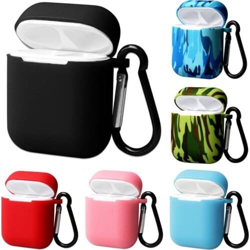 Portable Wireless Charging Silicone Case For Apple Airpods 2 Case Cover Earphone Shockproof Sleeve With Carabiner