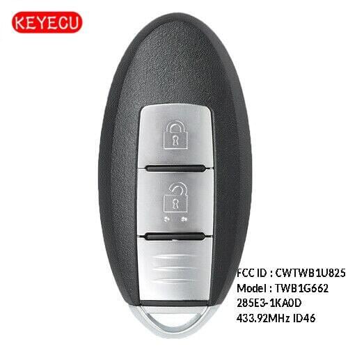 Keyecu Smart Remote Key 2 Button 433MHz ID46 Fob for Nissan Micra / Juke / Leaf / Note - FCC: TWB1G662 , MODEL : TWB1G662
