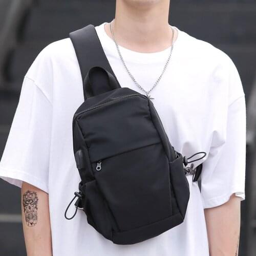 Sling Backpack USB Charging Port Anti-Theft Mens Chest Bag Casual Shoulder Bag Daypack Black