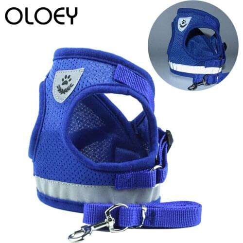 Pet Dog Harness Collar Adjustable Reflective Vest Lead Polyester Mesh Harness Leash for Small Medium Dogs Supplies