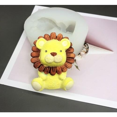 Cute Lion Silicone Mold Chocolate Mousse Ice Cream Animal Cartoon Cake Baking Tool Automobile Fragrance Plaster Mold
