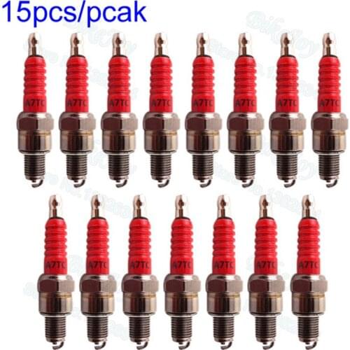 15 pcs/pack A7TC Spark Plug For 50 70cc 90cc 110cc 125cc 140cc 150cc 160cc Pit Dirt Bike ATV Quad Moped Buggy Scooter Motorcycle
