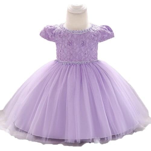 Girls Party Dresses Kids Lace Beading Bodice Tulle Dress Formal Toddler First Birthday Christening Dress