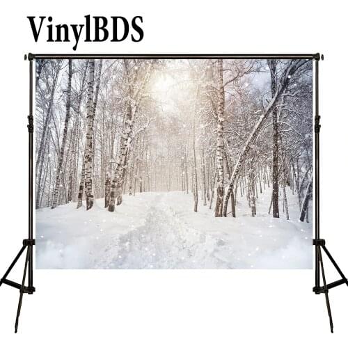 VinylBDS Backdrop Photo Snow Road Forest Backdrops Scenery White Spot Tree Photography Backgrounds For Newborn Photo Studio