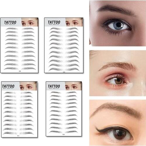 10pcs 6D Waterproof Eyebrow Stickers 3D Simulated Ecological Bionic Tattoo Eyebrow tattoo Stickers Semi-permanent Fake Eyebrow