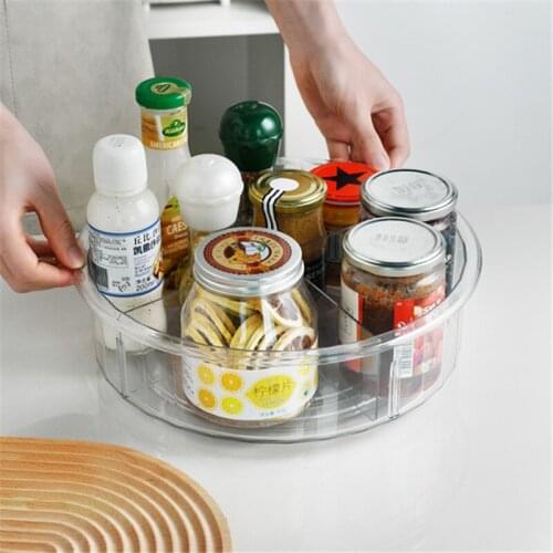 Rotating Storage Box Kitchen Organizer Fruit Plate Seasoning Storage Bathroom Accessories Multi-function Cosmetic Storage Box
