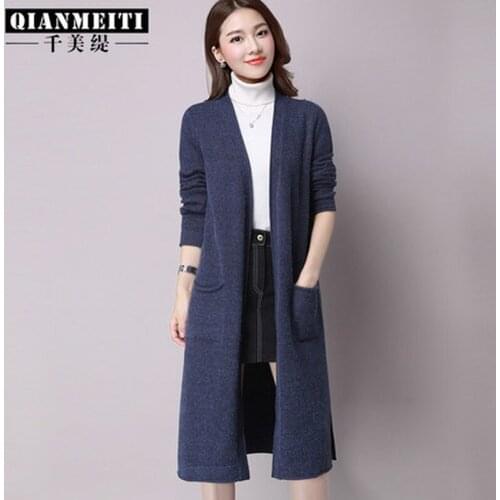 2019 spring and autumn new fashion ladies outside cardigan long knit sweater coat