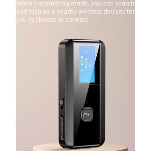 LCD Digital 2 in 1 Bluetooth 5.0 Transmitter Receiver Wireless Audio Adapter Support Handsfree Call For Headphone Speaker