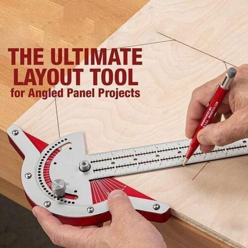 1PCS Woodworkers Edge Rule Protractor Round Head Rotary 1MM Measurement accuracy Angle Rule Tools For Woodworing
