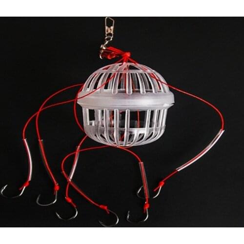 1Pcs Fishing Hooks Explosion Baits Cage Sea Box Hook Monsters With Six Strong Carbon Steel Plastics Carp Spherical Tackle Tools