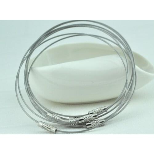 10pcs/lot Silver Stainless Steel Bracelet Wire Cord 1mm For Jewelry Making Length 23cm Craft Bangle Bracelets DIY Cords