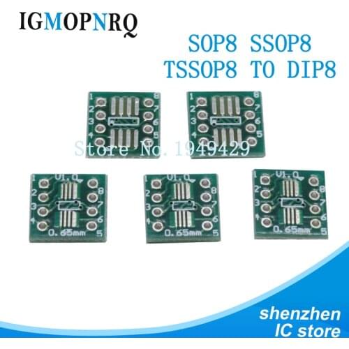 10PCS TSSOP8 SSOP8 SOP8 SMD to DIP8 IC Adapter Converter Socket Board Module Adapters Plate 0.65mm 1.27mm Integrated