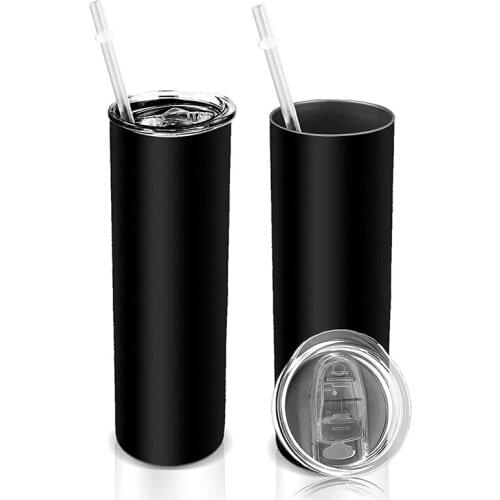 2 Black Straw Thermos Cups, Bingba Cup, Portable Car Water Cup, 20Oz Straight Cup, Beer Cup, Straw Water Cup