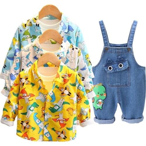 2Pieces/set Childrens Clothing Baby Cartoon Cute Clothes Shirt Overalls Boy Casual Outfits Boutique Kids Clothing Conjunto Bebe