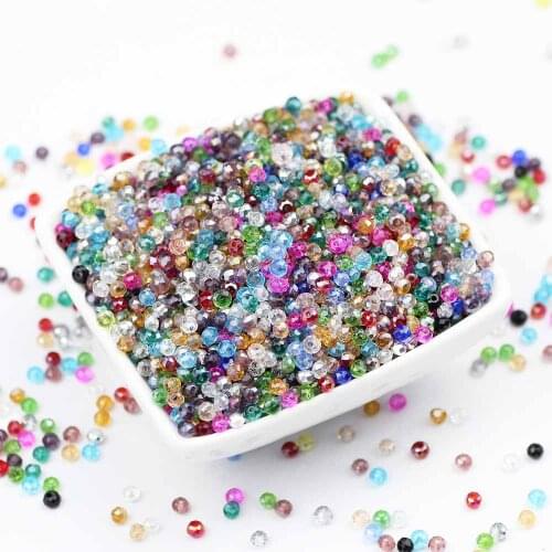 200Pcs Mixedcolor 2x1.5mm Rondelle Faceted Glass Czech Crystal Beads For Jewelry bracelet Making Loose Spacer Bead DIY Wholesale