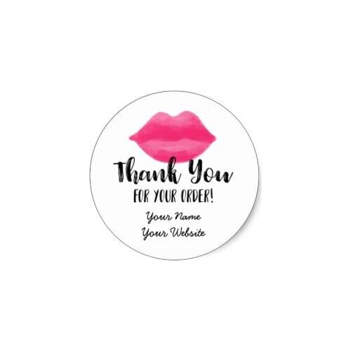 5.5cm Lip Business Thank You Stickers, Lips, Lipstick Classic Round Sticker