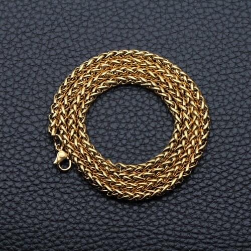 Hot Sale Width 5MM Stainless Steel Plated Gold Keel Chain Necklace Fashion Mens Necklace Hip Hop Rock Jewelry 50-70cm