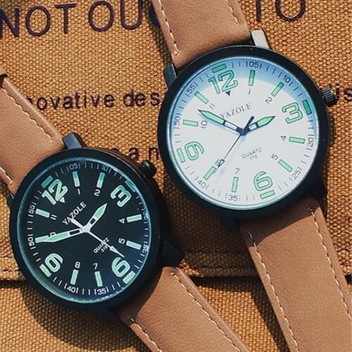 YAZOLE Fashion Men Watches Sport Fitness Leathe Bracelet Waterproof Men Quartz Wristwatch Luminous Male Clocks Gift Reloj Hombr
