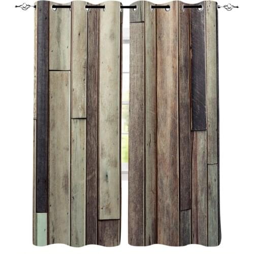 Wood Planks Retro Texture Cracks Window Treatments Curtains Valance Window Blinds Bedroom Curtains Kids Room Decor