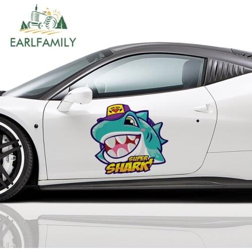 EARLFAMILY 43cm x 39cm Car Body Sticker Super Shark Decal Vinyl Window Bumper Door Stickers Waterproof Car Accessories