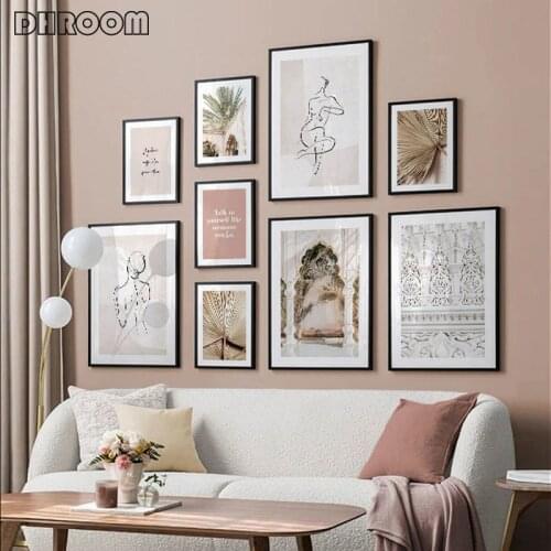 Gold Palm Leaves Summer Poster Wall Art Canvas Print Scandinavian Painting Abstract Architecture Picture Home Decoration