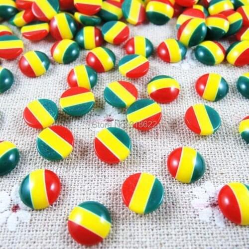 Hot Sales 10mm 200pcs Acrylic Half Beads Round Rasta Color DIY Resin Flat Back Jewelry Scrapbook Craft H-64