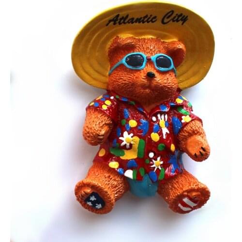 Hot Sale Handmade Painted Lovely Beach Bear 3D Fridge Magnets Tourism Souvenirs Refrigerator Magnetic Stickers Home Decortion