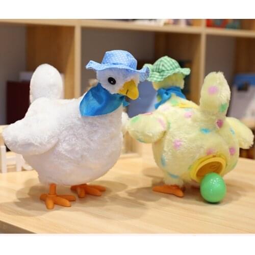 Stuffed toy laying hens will lay eggs and hens make fun of electric stuffed toy dolls