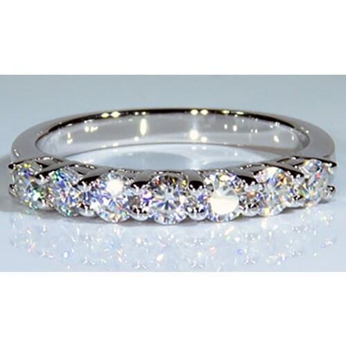 18K White Gold Women Ring 7 pcs 0.2 Carat 4mm Moissanite Diamonds Round Classic Party Engagement Anniversary Ring Trendy Present