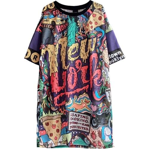 Zuolunouba Summer Fashion Trend Women T Shirt Harajuku Letter Harajuku Style Hip Hop Mid-length Loose O-neck Tops Women 2020