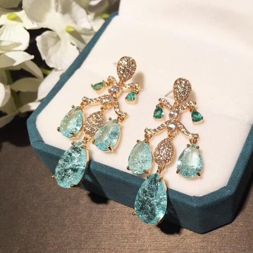 Pendant Sweet Retro Elegant Ladies Ear Accessories for Girl Gift Luxury Vintage Court Drop-shaped Zircon Earrings for Women