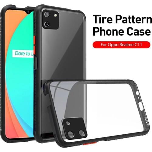 Soft Clear Tire Pattern Edge Phone Cover For Oppo Realme C11 c 11 realmec11 Camera Protect Hard PC Protective Shockproof cases