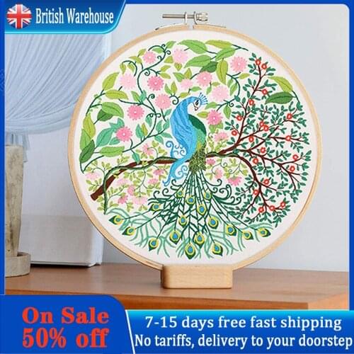 4 Pack Embroidery Starter Kit, AYIYUN Cross Stitch Kit for Beginners with Floral and Plant Pattern and Instructions