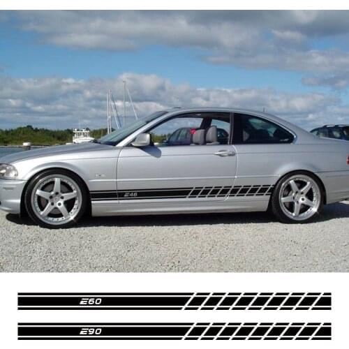 2PCS Car Door Side Skirt Stripes Stickers Auto Vinyl Trim Decals For BMW E46 3 Series E30 E34 E36 E39 E60 E70 E87 E90 E91 E92