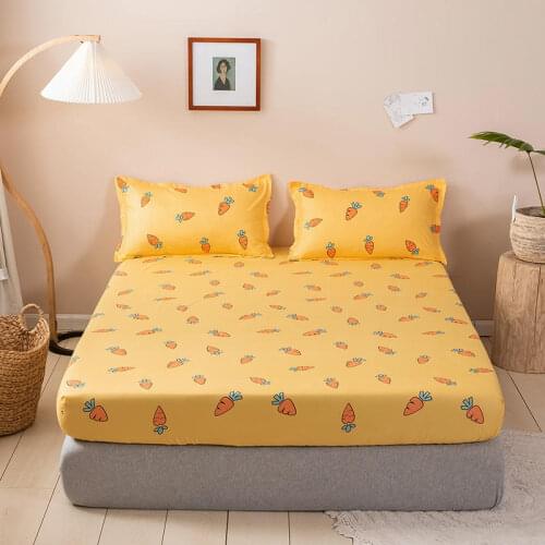 Bonenjoy 1 pc Mattress Cover With Elastic Twin/Full/Queen/King Size Fitted Sheet Carrot Pattern Bedsheet For Adults Children