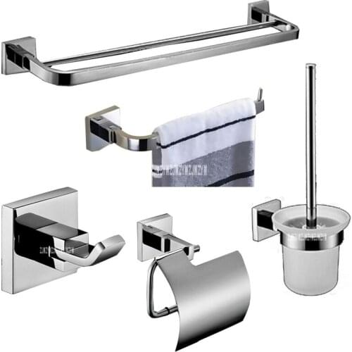 New Hot K-15213T-CP Bathroom Accessories SUS304 Stainless Steel Bathroom 5 Pieces Set Hardware pendant suit With Chromed Finish