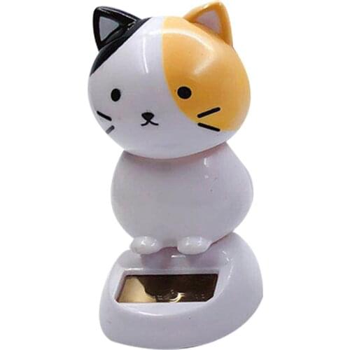NEW Car Decoration Interior Doll Solar Innovative ABS Cat Solar Shaking Head Black Yellow Pink Optional