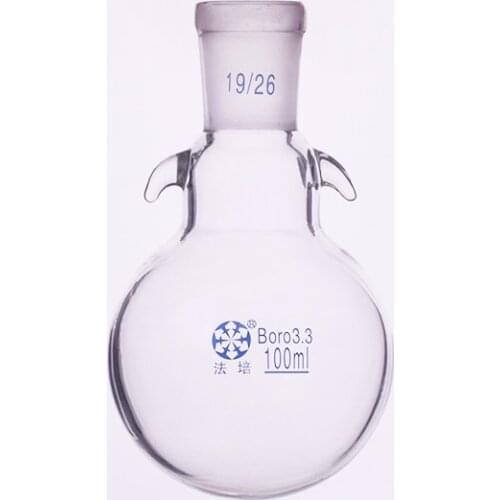 Single standard mouth round-bottomed flask,With hook up,Capacity 100ml and joint 19/26,Single neck round flask