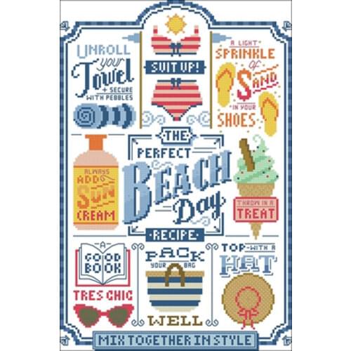Beach, sun and sea patterns counted 11CT 14T 18CT Cross Stitch Set DIY Cross-stitch Kit Embroidery Needlework Home Decor