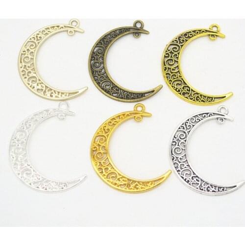8pcs/lot 41*30mm Retro style Moon Charms Antique Bronze Moon Pendant accessory DIY retro alloy accessories