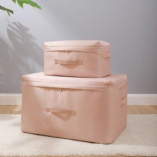 Satin Fabric Portable Clothes Storage Bag Over Size Quilt Clothing Organizer Dust Moisture Resistant Home Blankets Organizer Bag