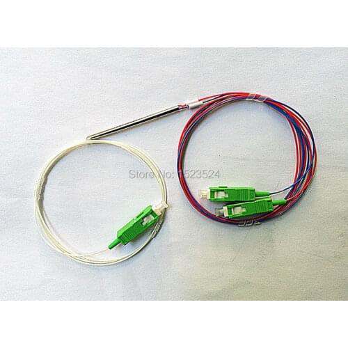 1x2 0.9mm Singlemode Dual Window 1310/1550nm 50/50 Mini Steel Tube FBT Coupler 1*2 FBT Splitter With SC/APC Connector