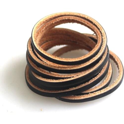 5m High Quality Black Genuine Leather Cord 3* 2mm Thick Thong String For DIY Bracelets & Bangles Necklace Jewelry Findings