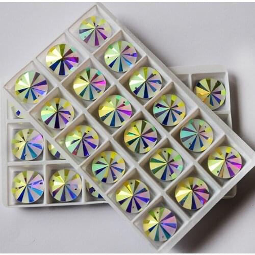 Rivoli Glass Sew On Matte Frost Rivoli Round Sewing Strass Crystal AB Arts Crafts Sewing Stone Diy Rhinestones for Clothes