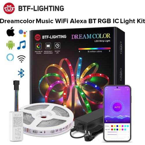 Dreamcolor LED Lights APP Bluetooth Full Set RGB IC WS2811 LED Strip Light Party Bedroom Kitchen Home Lighting with IOS Android